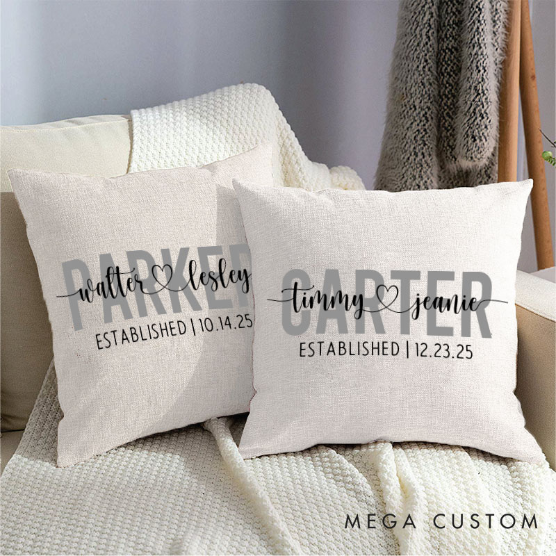 Personalized Couple Stunning Mr. and Mrs. Pillow with Initials Custom Couple Name Valentine's Day Pillow with Heart Husband Wife Pillow for Him Her