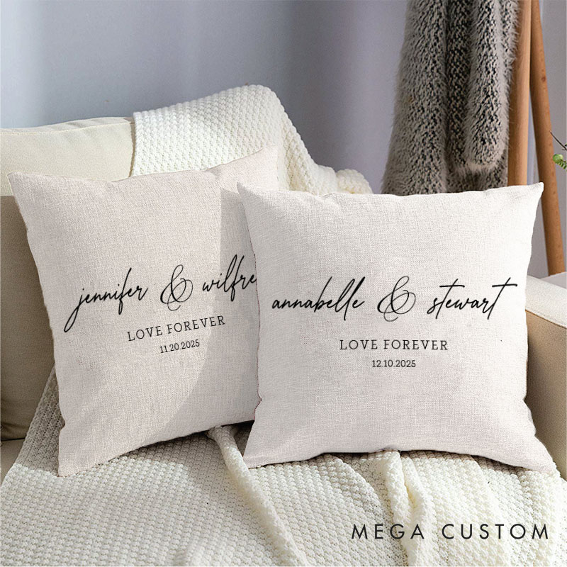 Personalized Couple Romantic Love Forever Pillow Custom Couple Name Valentine's Day Pillow Boyfriend Girlfriend Gift Husband Wife Pillow for Him Her