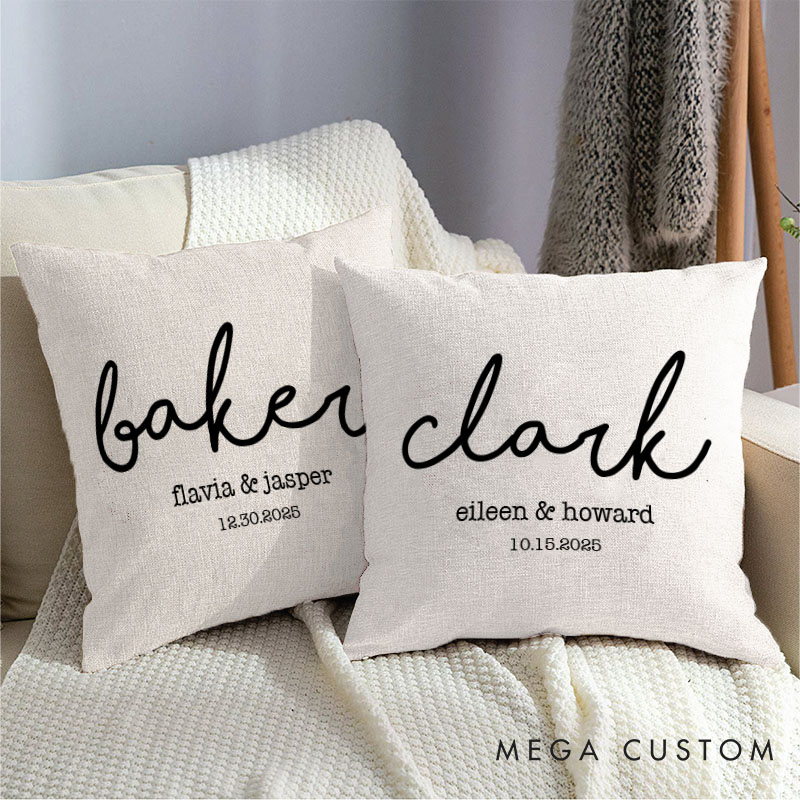 Personalized Stylish Couple Name Pillow Custom Couple Valentine's Day Pillow with Date Mr. and Mrs. Pillow Husband Wife Pillow for Him Her