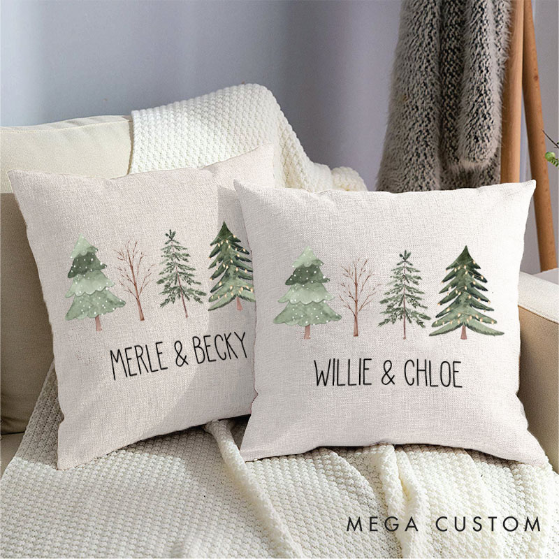 Personalized Charming Couple Christmas Tree Pillow Custom Couple Name Pillow Xmas Pillow Boyfriend Girlfriend Gift Husband Wife Pillow for Him Her