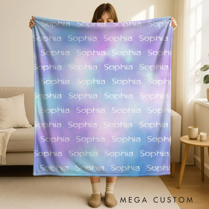 Personalized Cartoon Cute Font Fleece Blanket with Name High Quality Super Soft Home Decor Birthday Gift for Kids