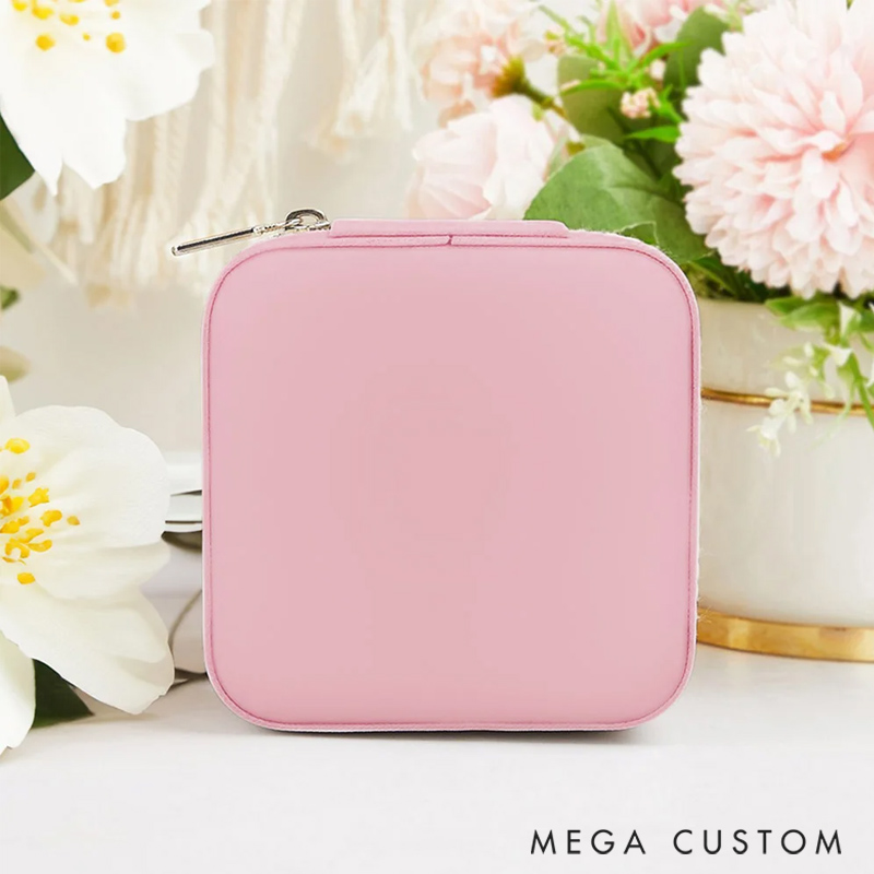 Personalized Cartoon Quirky Girl Leather Travel Jewelry Box with Name Travel Accessories Birthday Gift for Women Girls