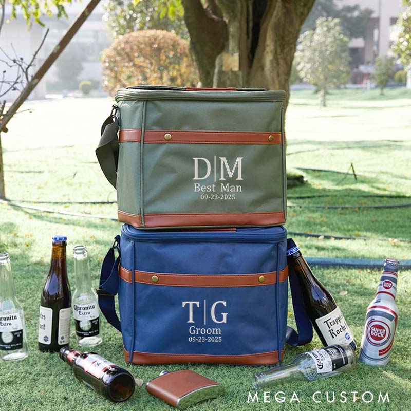 Personalized Groomsman Cooler Bag Men’s Beer Can Cooler Bag Embroidery Cooler Bag with Name Groomsman Bachelor Favors Cooler Bag Men’s Gift Bag