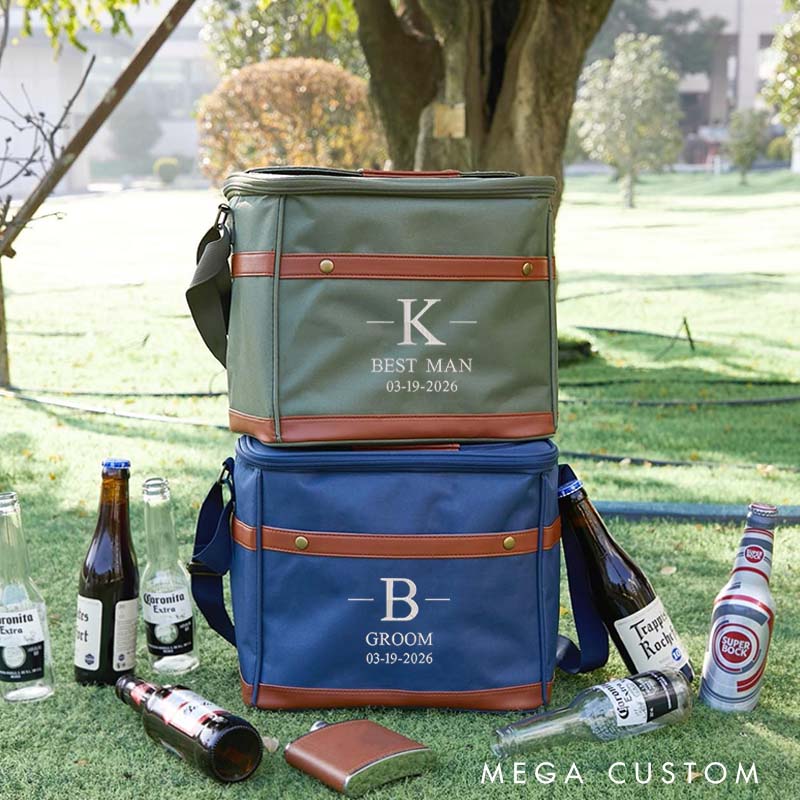 Personalized Groomsman Cooler Bag Custom Embroidery Gift for Groom Best Man Wedding Party Favors Beer Can Cooler Bag Bachelor Gift Cooler Bag for Groomsman