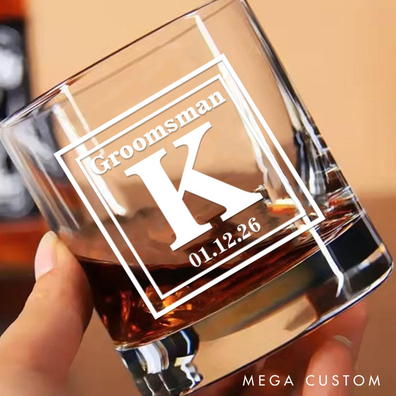 Personalized Monogrammed Men's Whiskey Glasses Groomsman Glasses Cup Bachelor Party Whiskey Glasses Best Man Gift Groom Gift