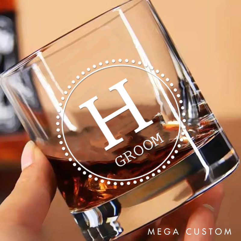 Personalized Groom Groomsmen Whiskey Glasses Minimalist Groomsman Whiskey Glasses Best Man Proposal Gift Glasses Cup Men’s Bachelor Favors Whiskey Glasses