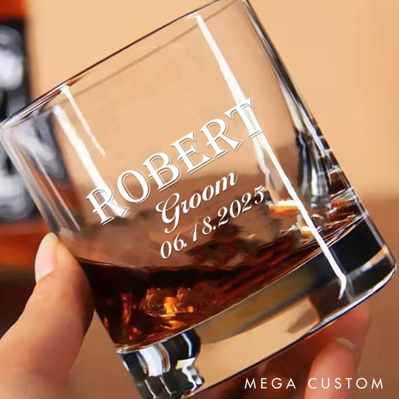 Personalized Classic Groomsmen Whiskey Glasses Men's Bachelor Favors Glasses Cup for Groom Groomsman Proposal Gift Whiskey Glasses Best Man Whiskey Glasses
