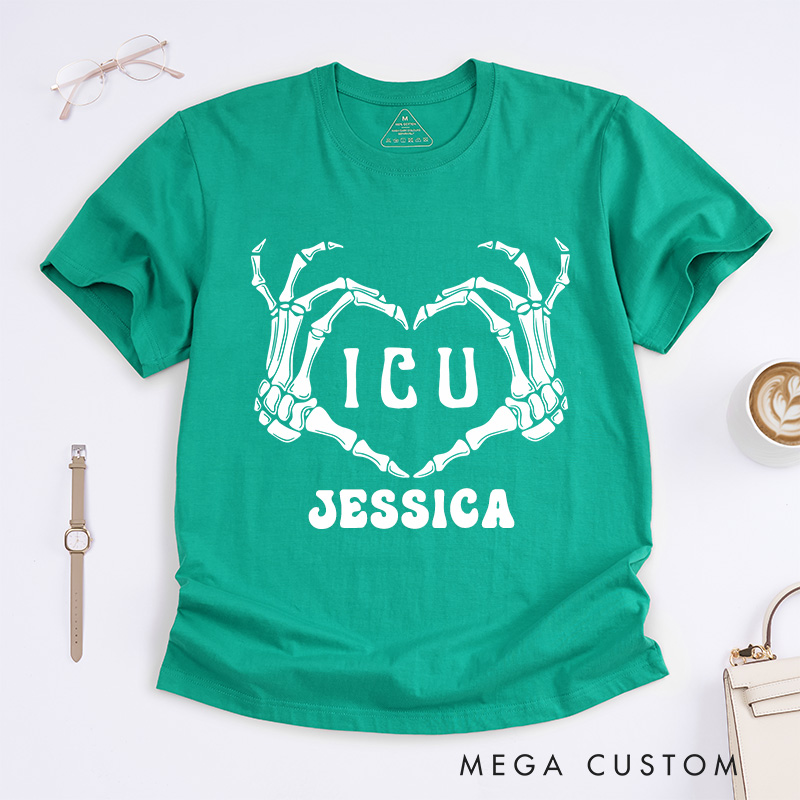 Personalized Nurse T-Shirts ICU Love Fashion Design T-Shirts