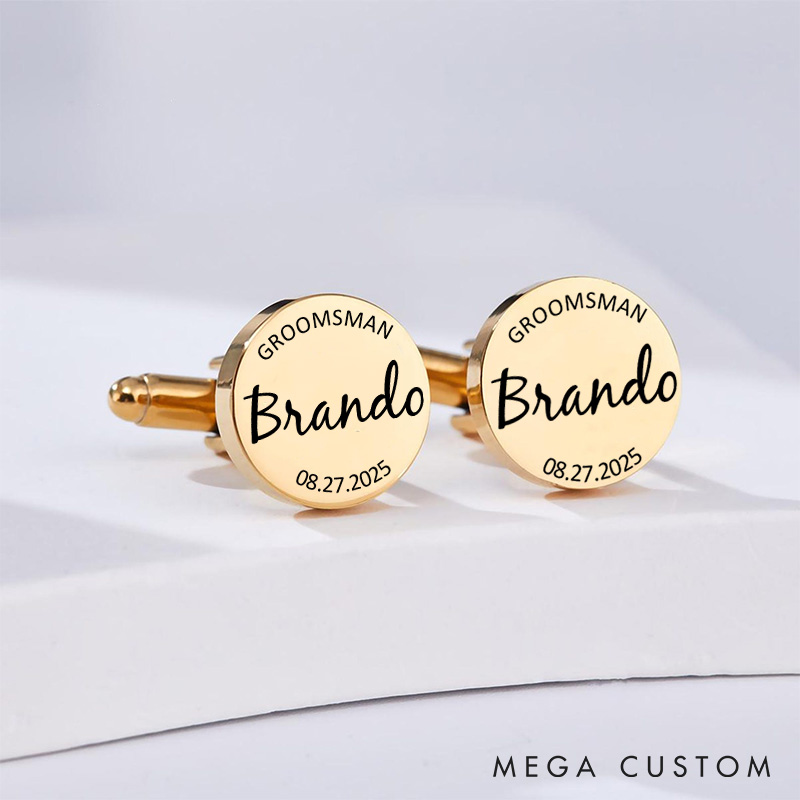Personalized Groom Groomsman Cufflinks Custom Engraved Best Man Gift Cufflinks Wedding Favors Silver Cufflink for Men Groomsman Proposal Gift