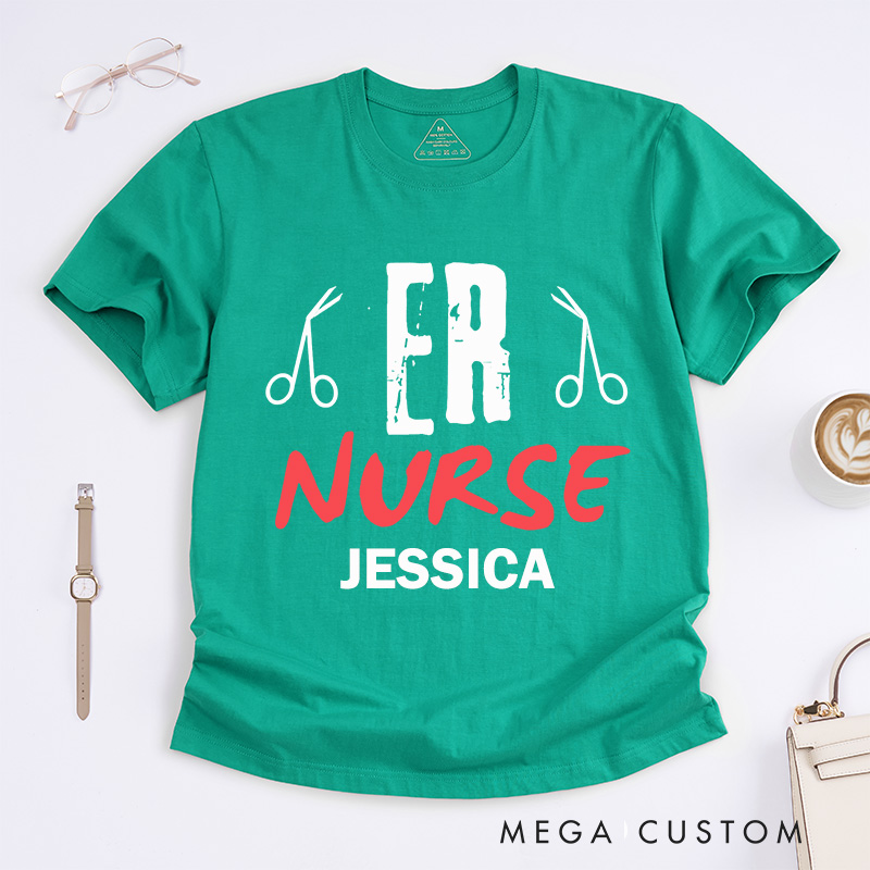 Personalized Nurse T-Shirts ER Nurse Bold Fashion Design T-Shirts