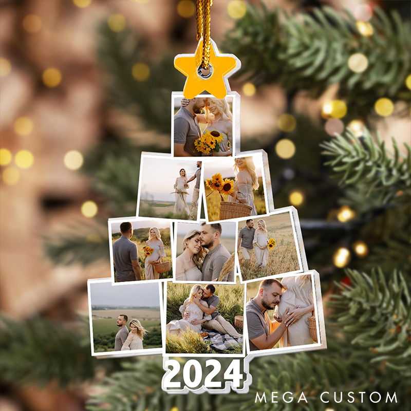 Personalized Couple Christmas Tree Photo Ornament Custom Couple Anniversary Gift Ornament Couple Christmas Acrylic Ornament for Wife Husband Ornament