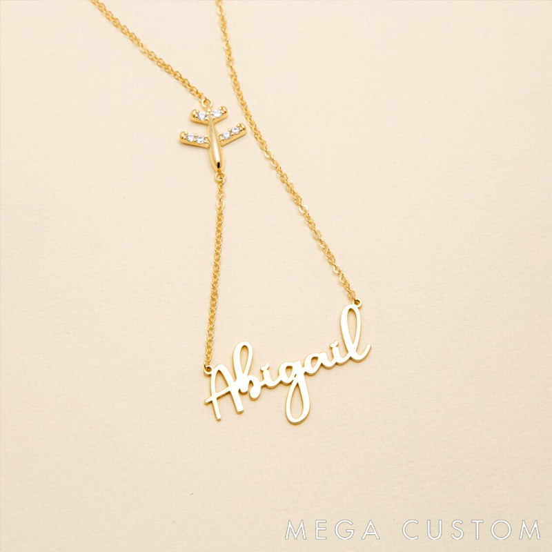Personalized Name Necklace for Travel Lovers Diamond Airplane and Name