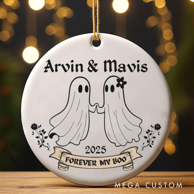 Personalized Forever My Boo Ghost Couple Ornament 2025 Halloween Ghost Ornament for Couple Husband Wife Anniversary Gift