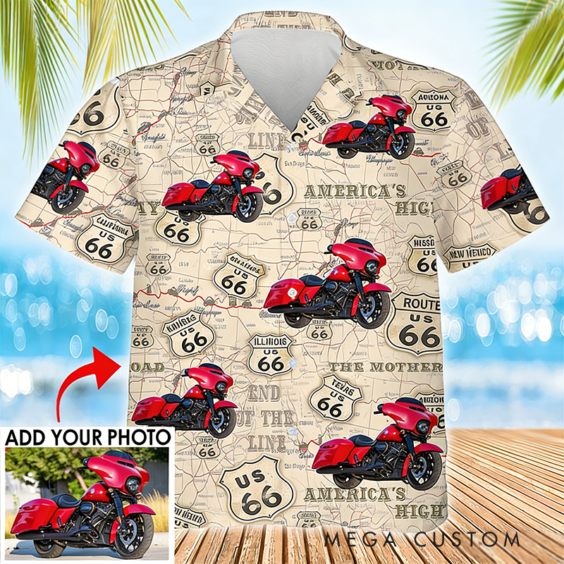 Personalized Motorcycle Hawaiian Shirt Custom Photo Hawaiian Shirt Racing-Themed Hawaiian Shirt