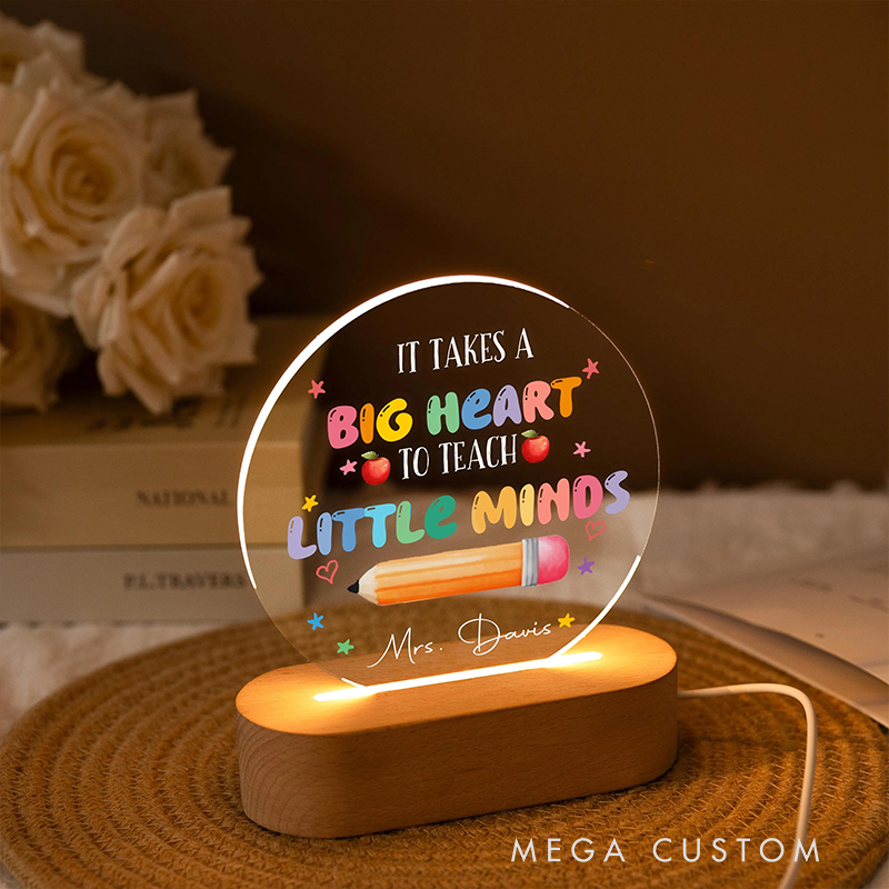 Personalized Teacher LED Desk Lamp with It takes a Big Heart to Teach Little Minds Design Unique Gift for Teachers