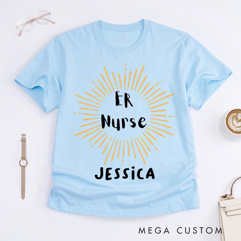 Personalized Nurse T-Shirts Radiant ER Nurse Fashion Design T-Shirts