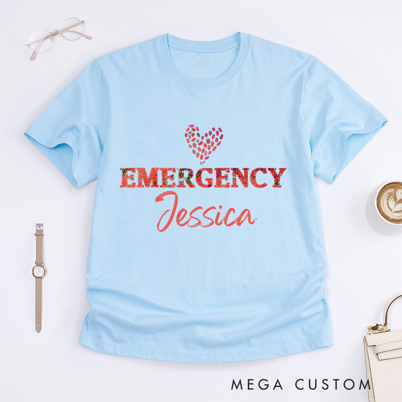 Personalized Nurse T-Shirts Floral Emergency Nurse Fashion Design T-Shirts