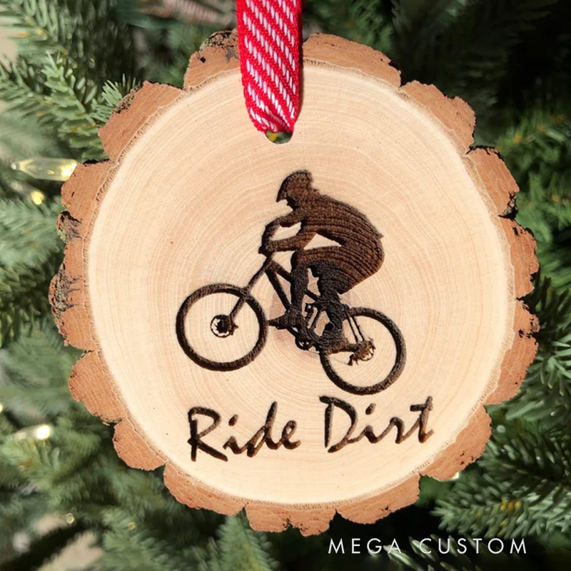 Personalized Wooden Christmas Ornament Mountain Bike Gift for Cyclist Bicycle lovers Gift Biker Xmas Ornament