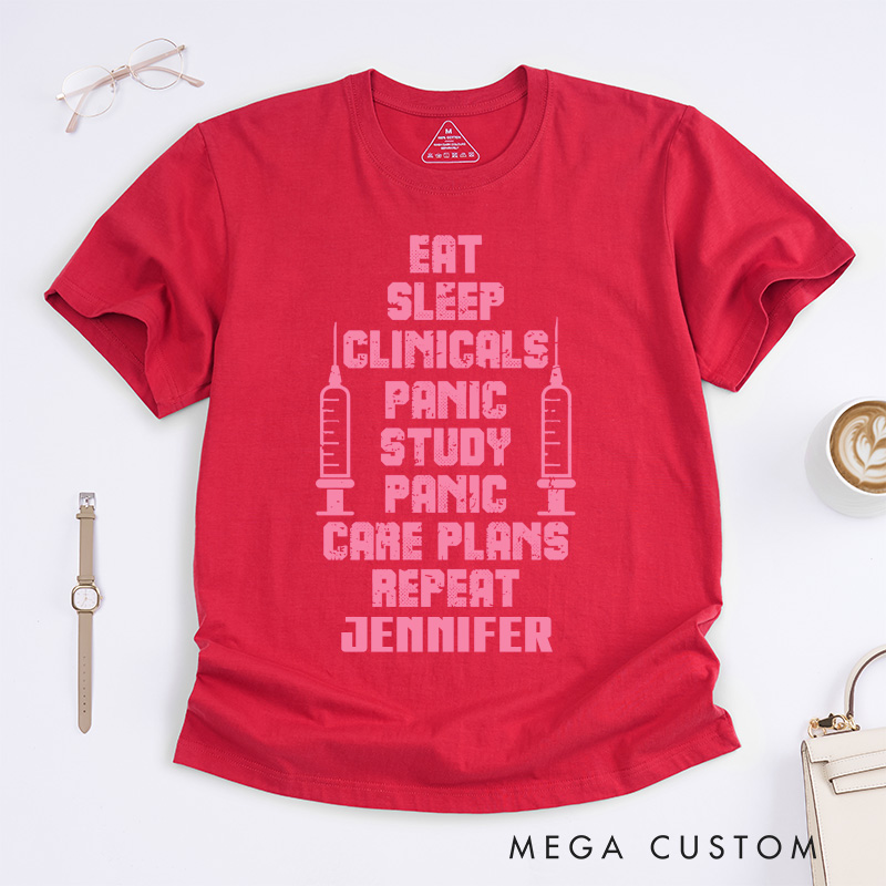 Personalized Nurse T-Shirts Nursing Student Routine Fashion Design T-Shirts