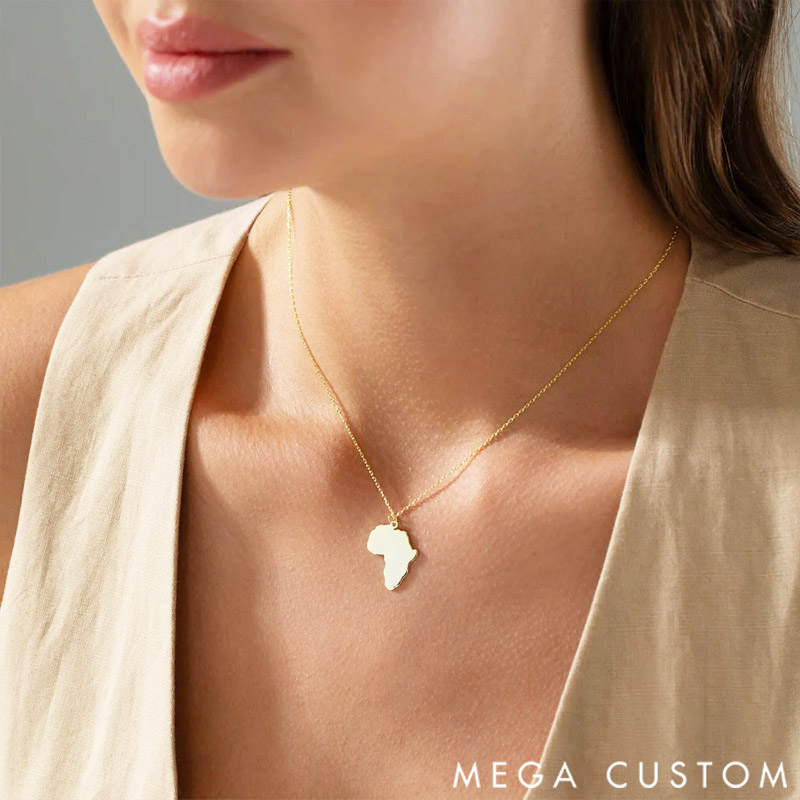 Custom State Country City Necklace Travel Destination Map Gift for Travel Lovers