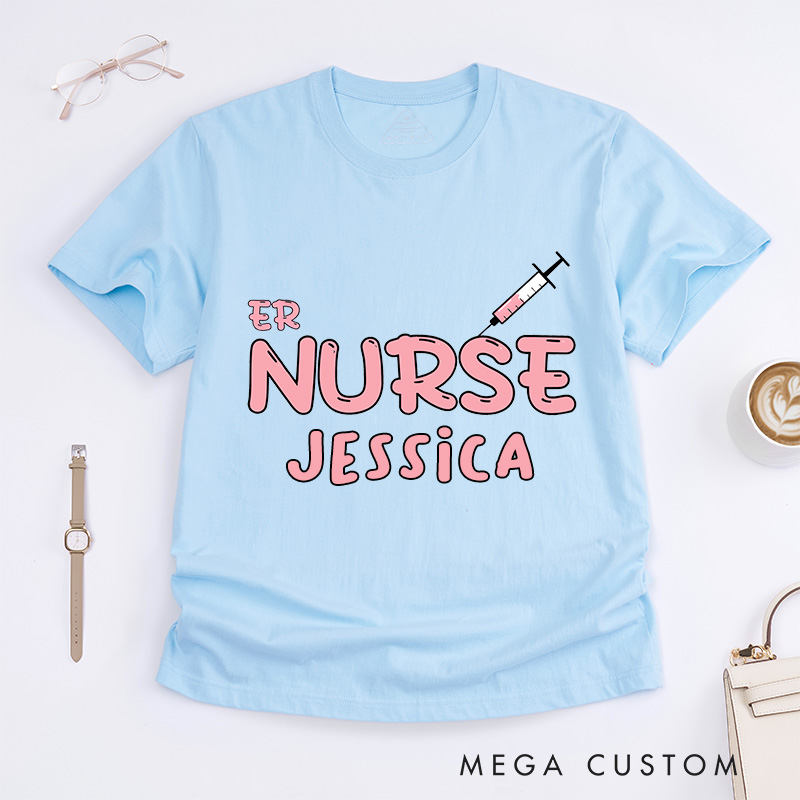 Personalized Nurse T-Shirts Playful ER Nurse Fashion Design T-Shirts