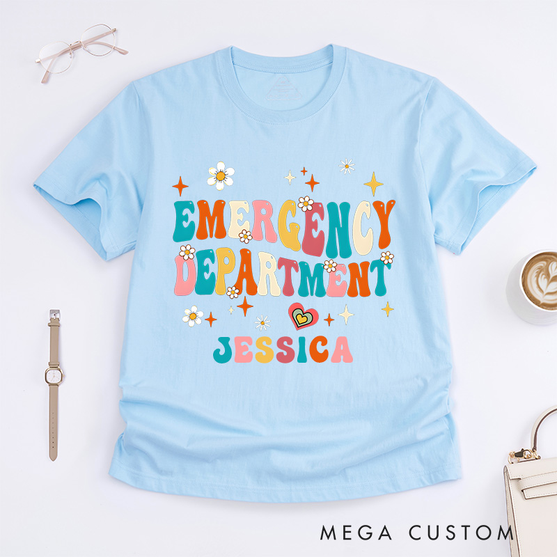Personalized Nurse T-Shirts Colorful Emergency Department Fashion Design T-Shirts