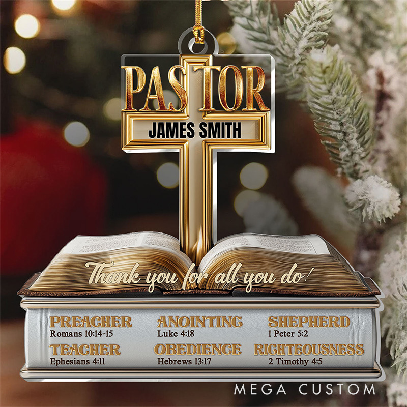 Personalized My Preacher Teacher Shepherd Acrylic Ornament with Name Religious Gift for Christians Appreciation Gift for Pastor