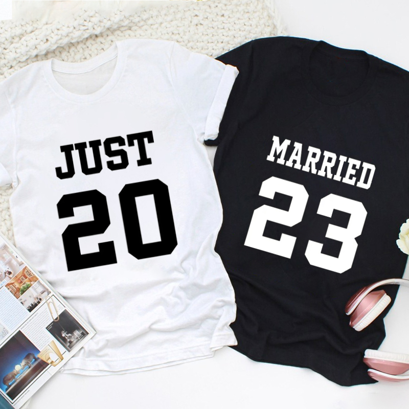 Personalized Bold Sports-Inspired Just Married Matching Wedding Couple Classic T-Shirt