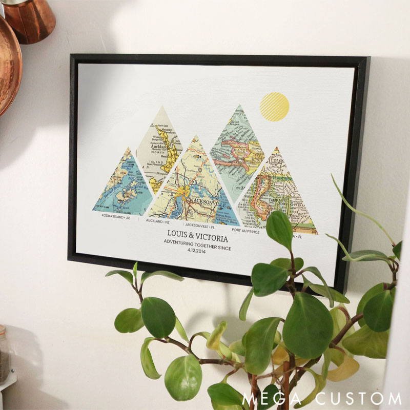 Personalized Custom Travel Milestone Map Canvas Art Home Decor for Travel Lovers Travel Souvenir