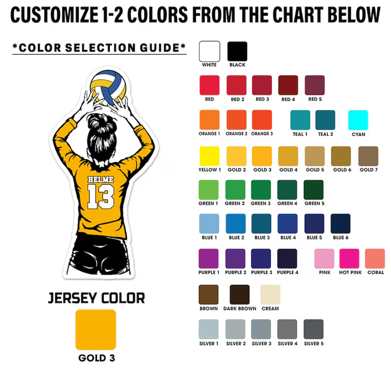Personalized Volleyball Sticker with Custom Name and Number for Bold Sports Design