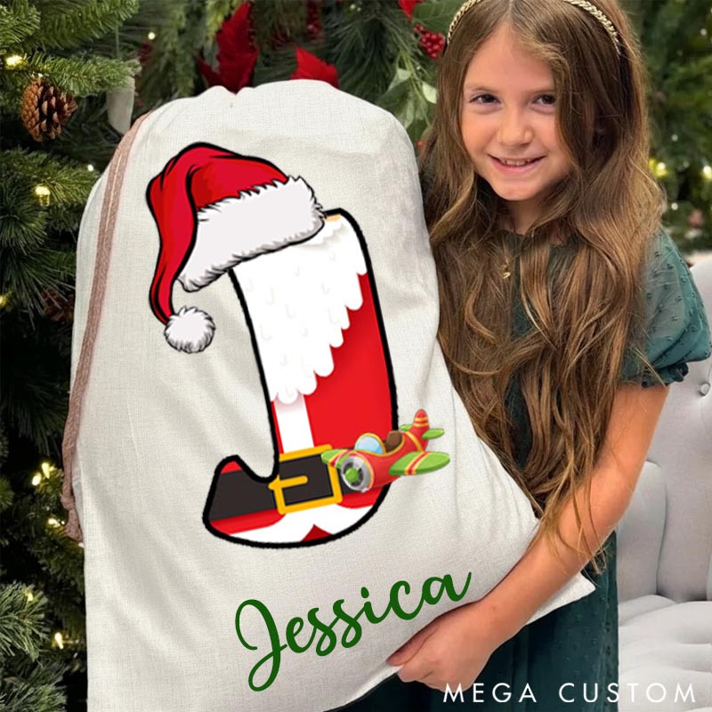 Personalized Travel Bag Christmas Santa Claus Letter Plane with Custom Name