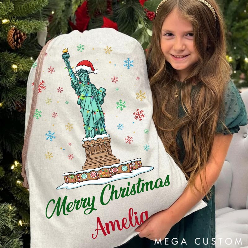 Personalized Travel Bag Christmas Famous Sites Merry Christmas with Custom Name