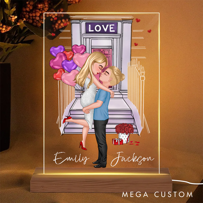 Personalized Couple Kissing Front Porch LED Night Light Wedding Gift For New Couple Newlyweds Room Decoration