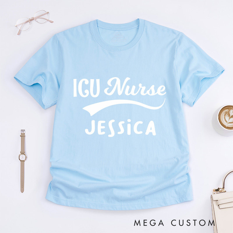 Personalized Nurse T-Shirts Elegant ICU Nurse Fashion Design T-Shirts