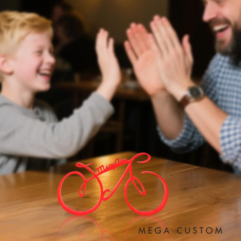 Personalized Minimalist Line Bicycle Ornament with Name Home Decor Birthday Fathers Day Christmas Gift for Men Cycling Enthusiasts