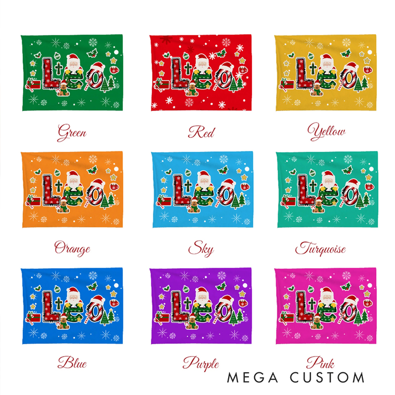 Personalized Cross Christmas Reindeer Santa Claus Christmas Name Soft Throw Blanket Home Decor Religious Christmas Party Gift for Kids Family Friends