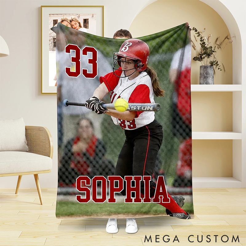 Personalized Soft Sports Blanket with Photo Name and Number Ideal Gift for Sports Lovers