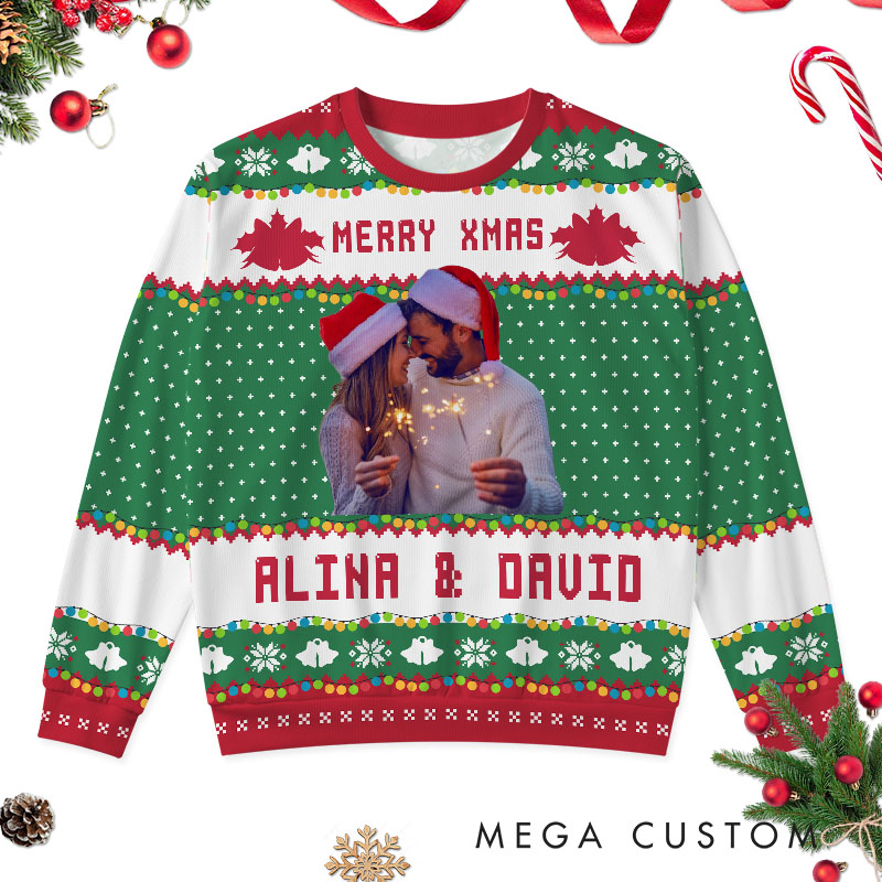 Personalized Christmas Couple Ugly Sweater Husband Wife Anniversary Christmas Sweater Couple Ugly Sweater with Photo