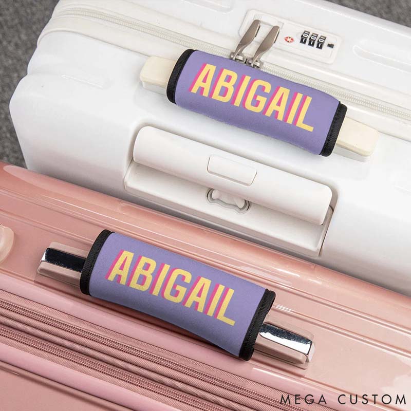 Personalized Multicolor Shadow Monogram Luggage Handle Wrap Identifier with Contact Card Travel Accessories Birthday Gift for Travel Lovers