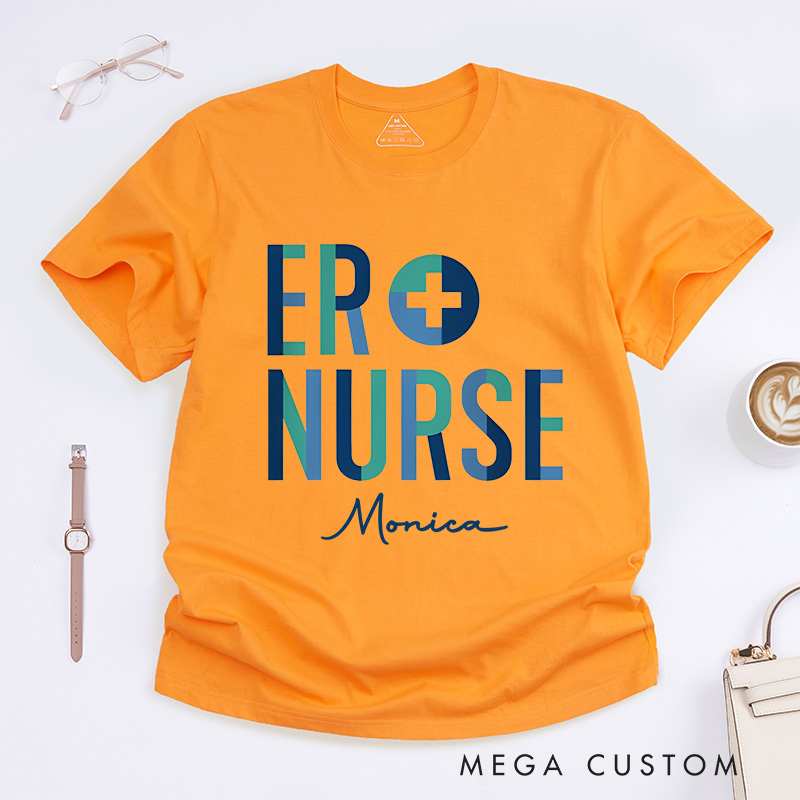 Personalized Nurse T-Shirts Modern ER Nurse Fashion Design T-Shirts
