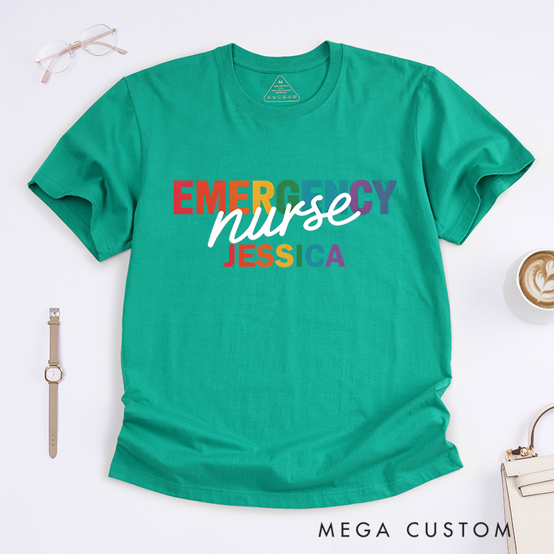 Personalized Nurse T-Shirts Vibrant Emergency Nurse Fashion Design T-Shirts