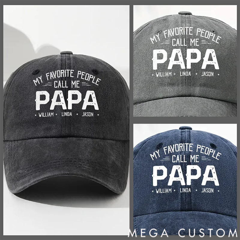 Personalized Custom Vintage Washed Denim Cap My Favorite People Call Me Daddy