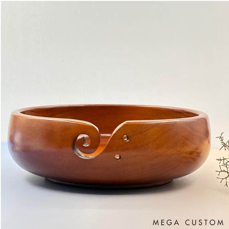 Personalized Wooden Portable Yarn Bowl for Knitting Storage Bowl with Holes for Crochet Yarn Organizing and Storage