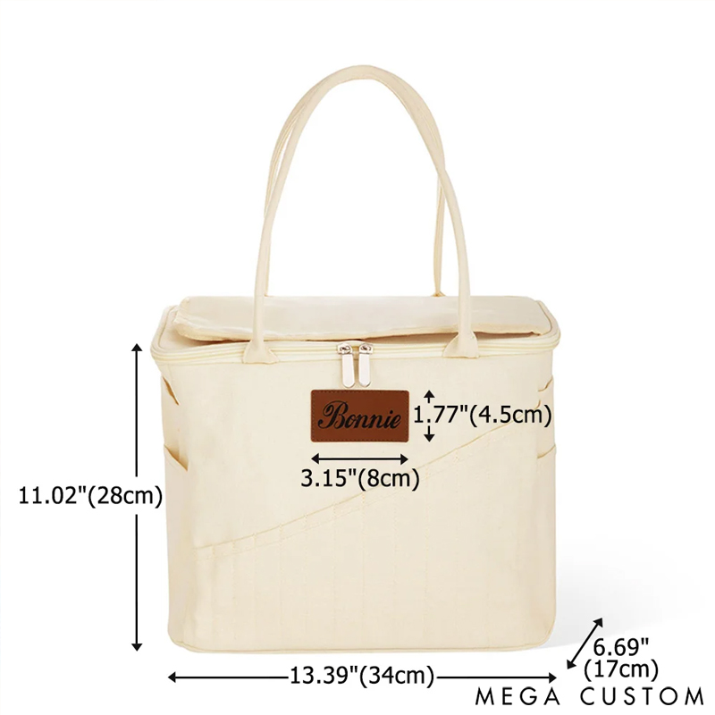 Personalized Monogram Large Canvas Yarn Storage Bag with Needle Pockets and Handle Crochet Knitting Accessories Birthday Gift for Craft Lovers