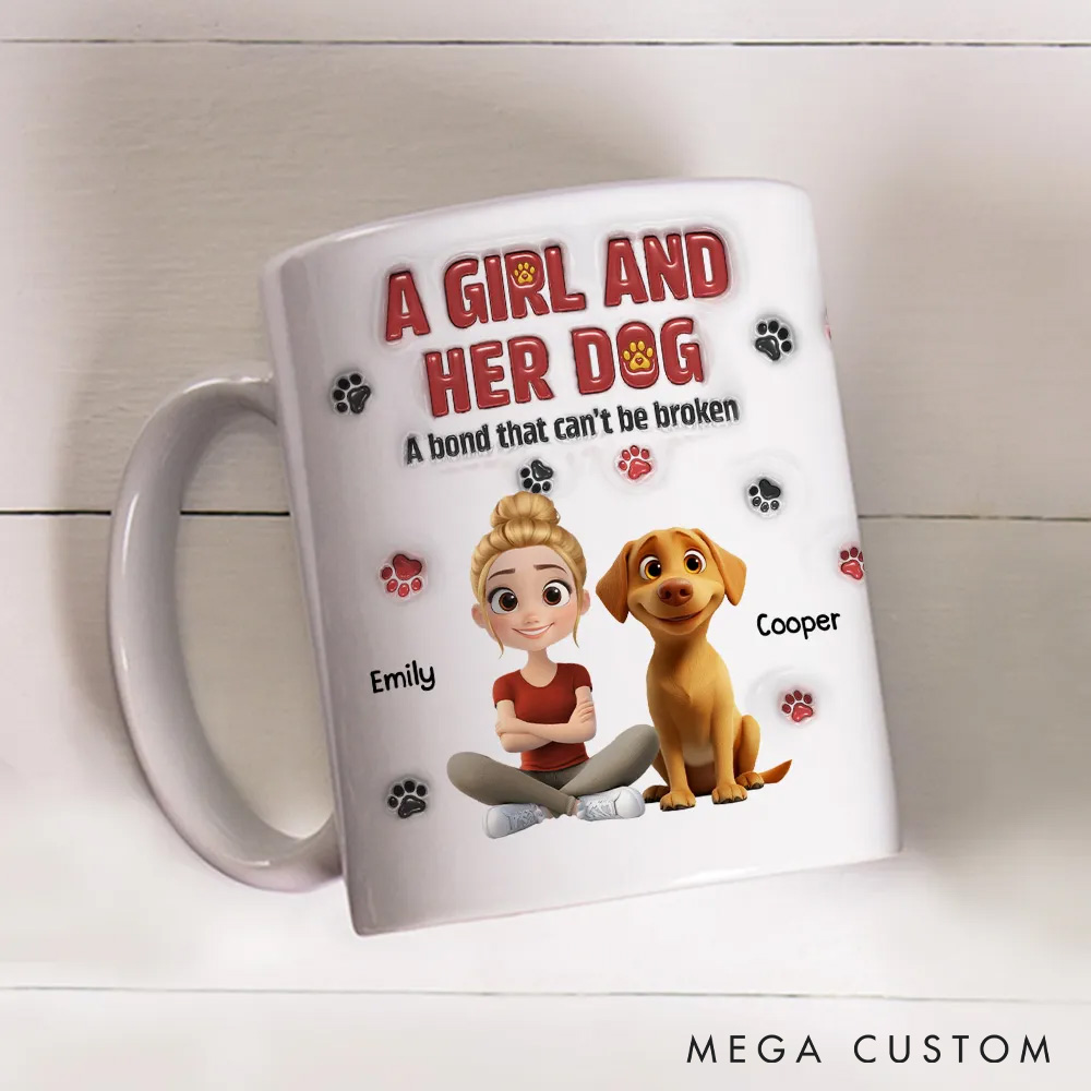 Personalized Dog Lover a Girl and Her Dog Mugs