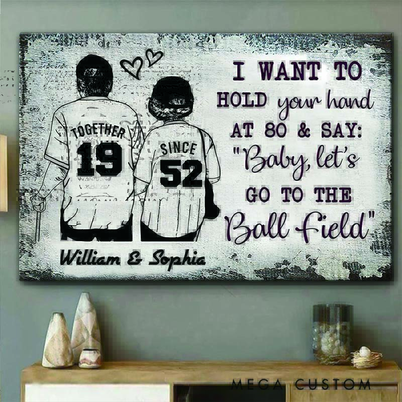 Personalized Baseball Double Canvas and Poster Customizable with Name and Number
