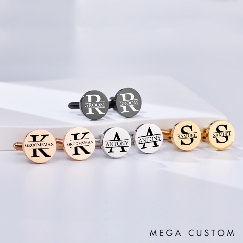 Personalized Engraved Groomsmen Cufflinks Custom Monogrammed Wedding Party Cufflinks Groomsmen Proposal Cufflink for Men Best Man Gift