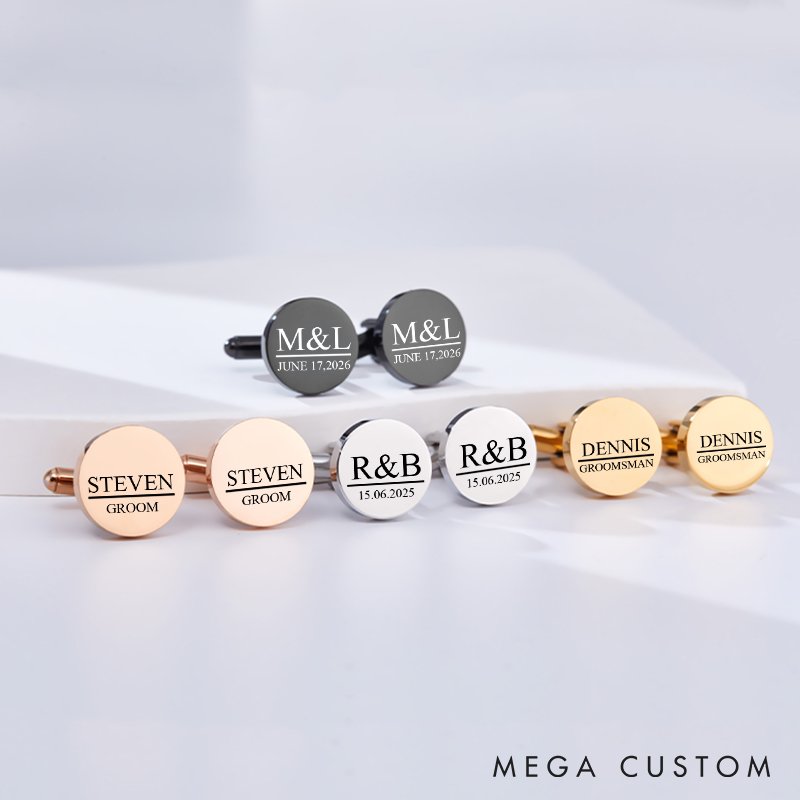 Personalized Groom Cufflinks Custom Wedding Party Cufflinks for Groom Engraved Cufflinks for Men Best Man Bachelor Gift