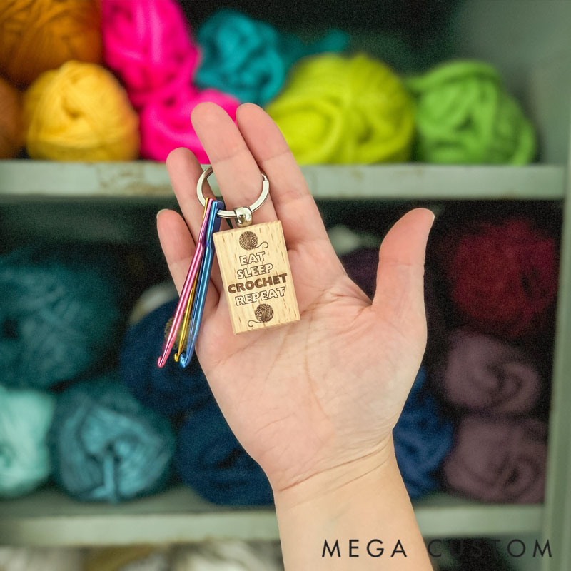 Personalized Crochet Keychain Gift for Crocheter Crochet Hook Keychain