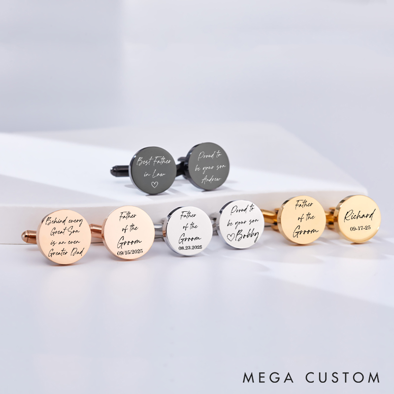 Personalized Father of the Groom Cufflink Engraved Cufflinks for Groom Dad Wedding Gift Cuff Link for Dad Bachelor Favors Cufflinks